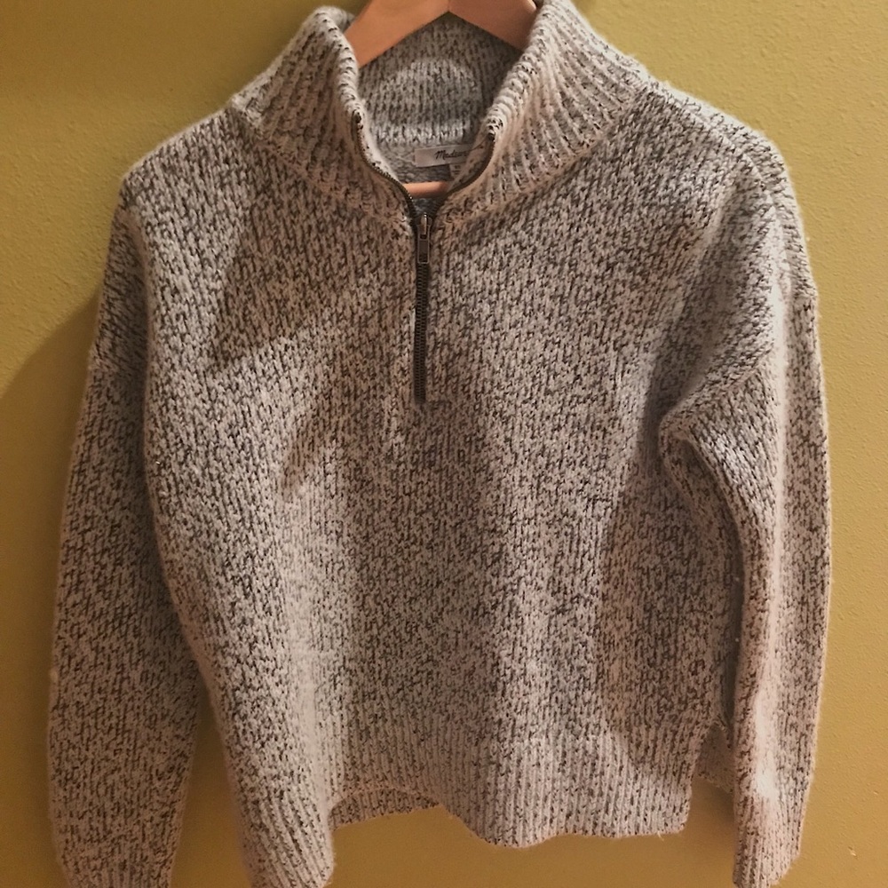 Madewell gray quarter-zip sweater